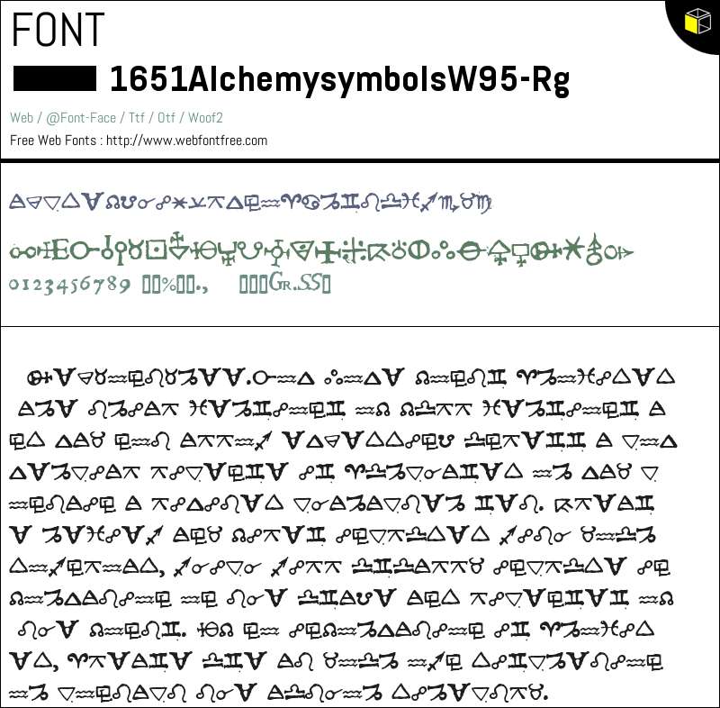 1651 Alchemy symbols W95 Rg Fonts Downloads - WebFontFree.Com