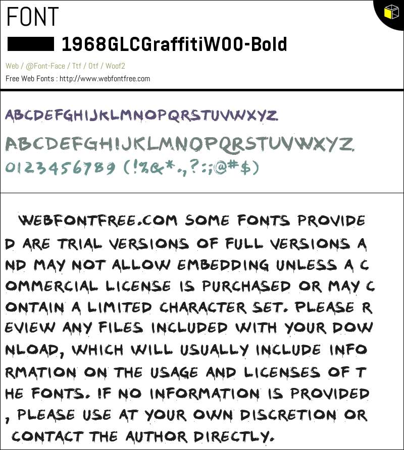1968 GLC Graffiti W00 Bold Fonts Downloads - WebFontFree.Com