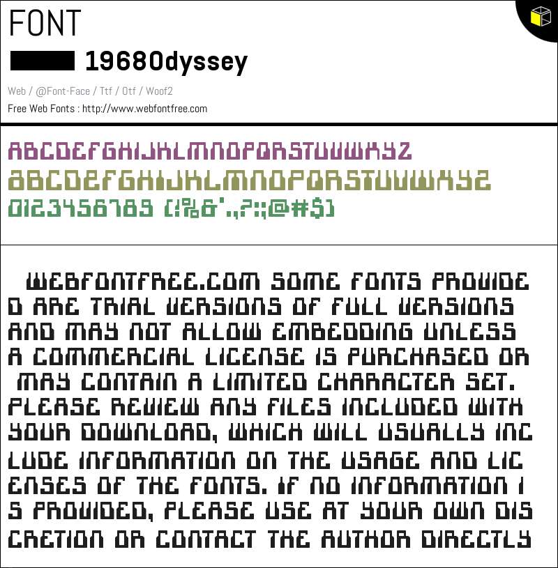 1968 Odyssey Fonts Downloads - WebFontFree.Com