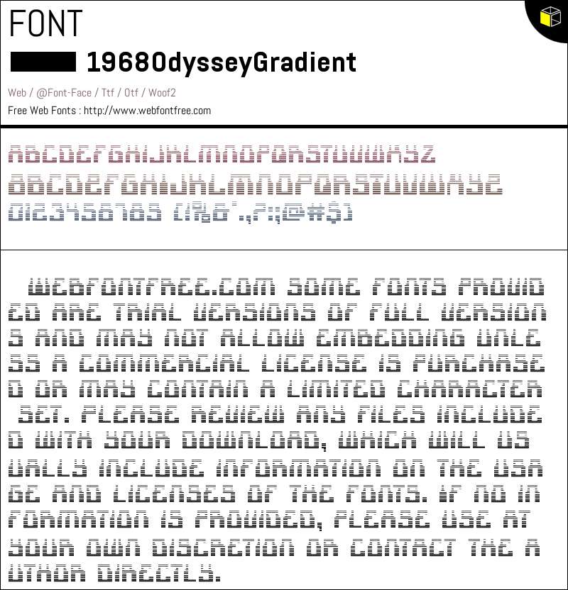 1968 Odyssey Gradient Fonts Downloads - WebFontFree.Com
