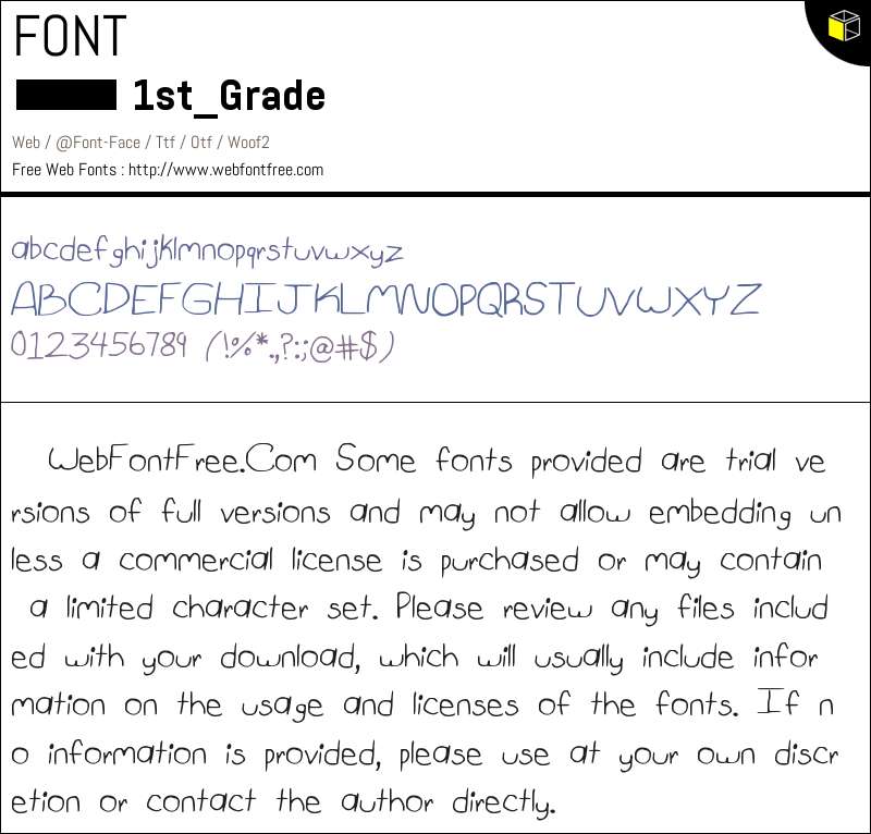 1st_Grade Fonts Downloads - WebFontFree.Com