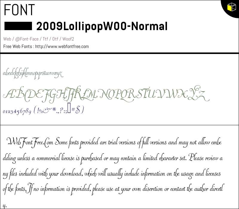 2009 Lollipop W00 Normal Fonts Downloads - WebFontFree.Com