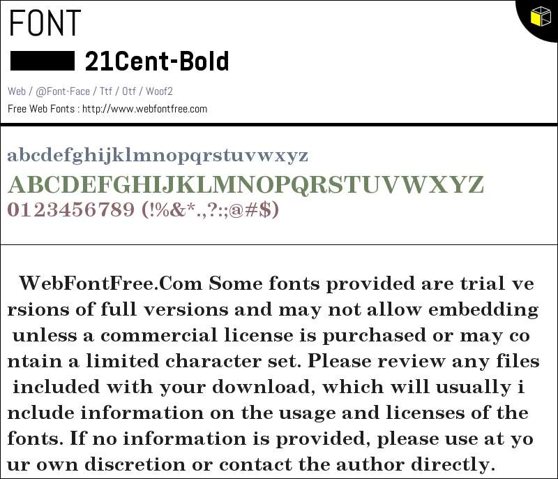 21Cent-Bold Fonts Downloads - WebFontFree.Com