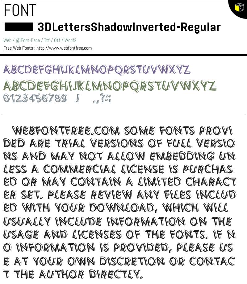 3D Letters Shadow Inverted Regular Fonts Downloads - WebFontFree.Com