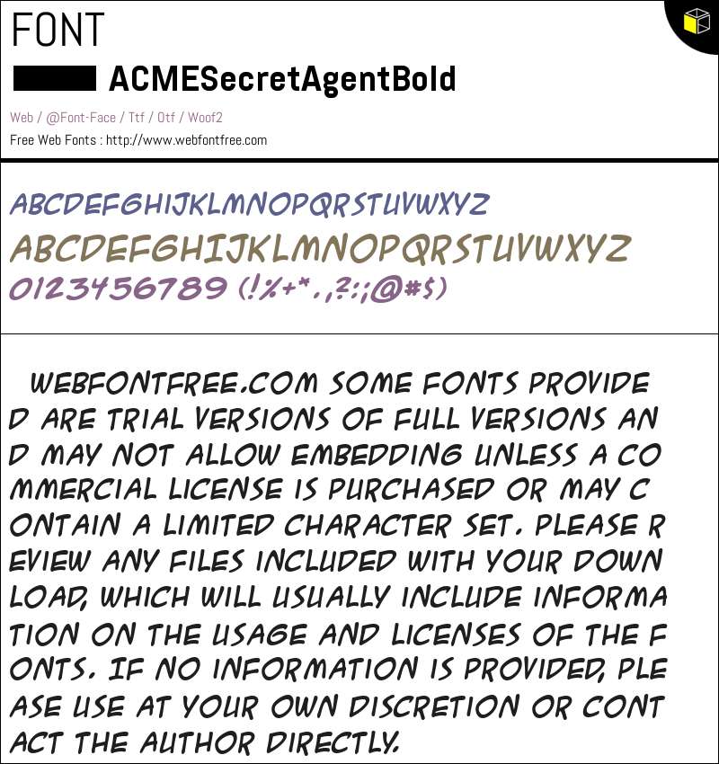 A.C.M.E. Secret Agent Bold Fuentes Descargar - WebFontFree.Com