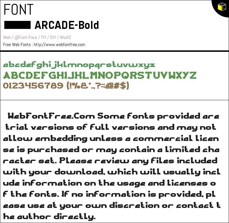 ARCADE Bold Fonts Downloads - WebFontFree.Com