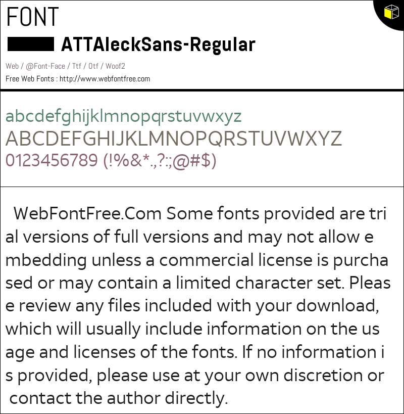 ATT Aleck Sans Regular Fonts Downloads - WebFontFree.Com