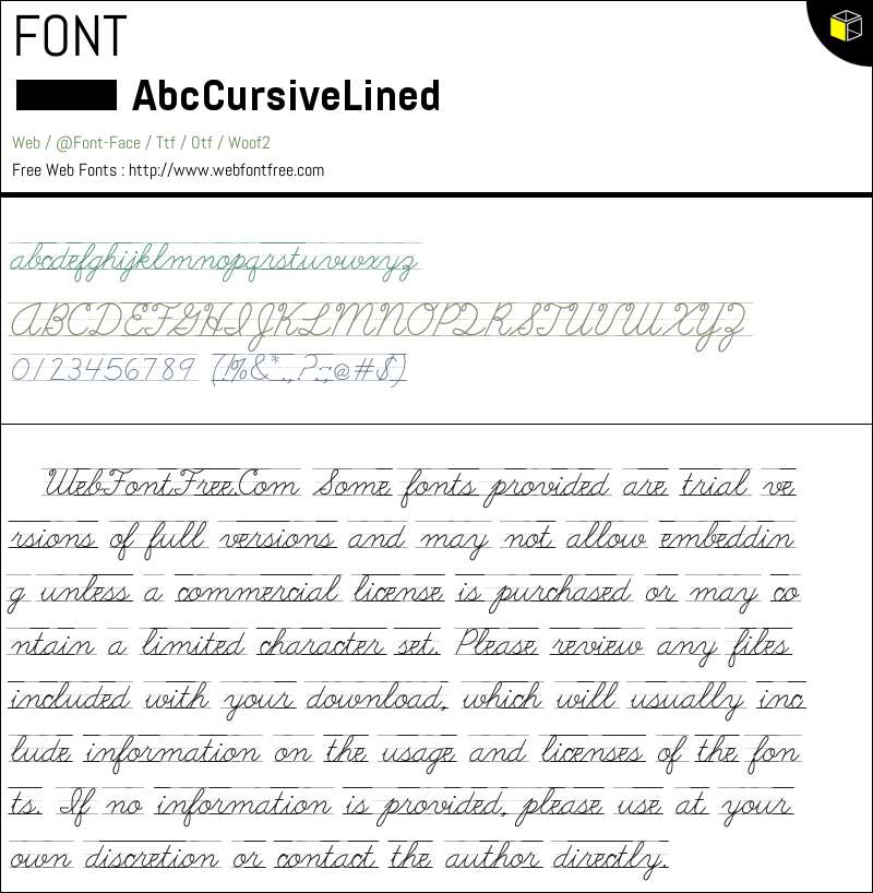 AbcCursiveLined Fonts Downloads - WebFontFree.Com