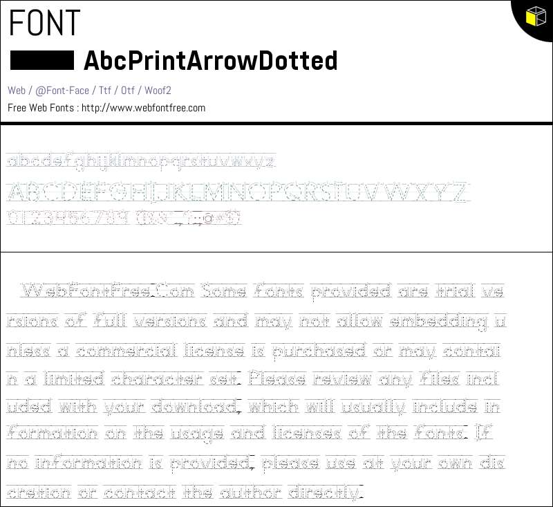 AbcPrintArrowDotted Fonts Downloads - WebFontFree.Com