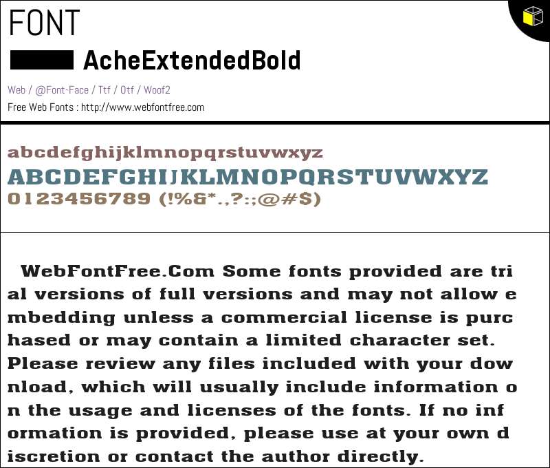 Ache Extended Bold Fonts Downloads - WebFontFree.Com