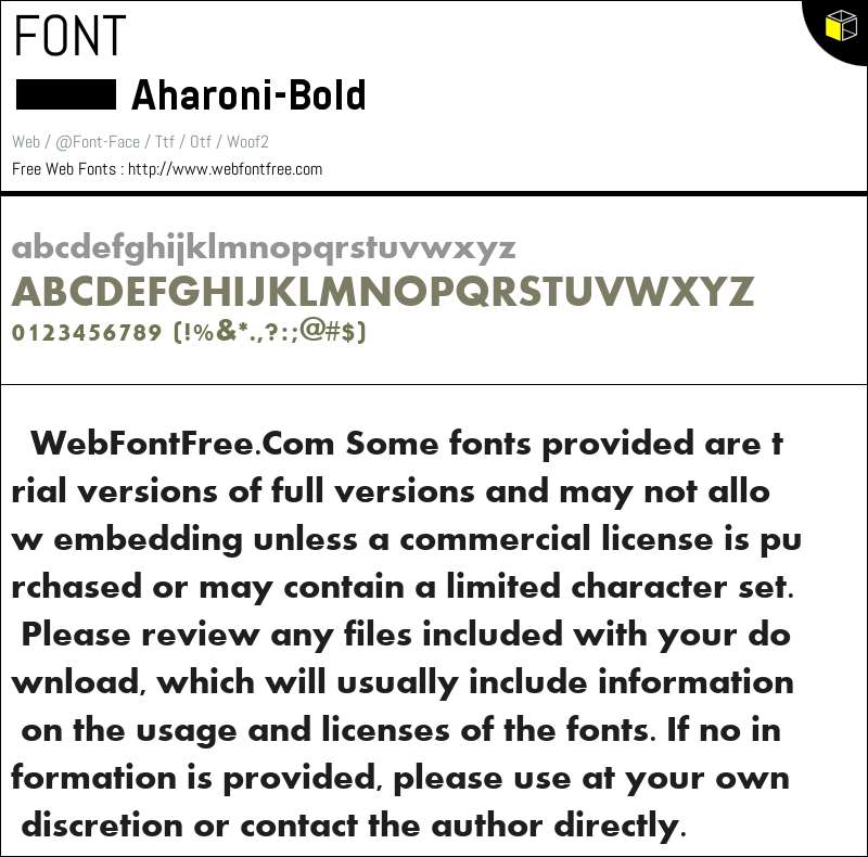Aharoni Bold 字体 下载 - WebFontFree.Com