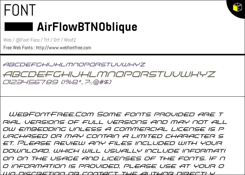 Air Flow BTN Oblique Fonts Downloads - WebFontFree.Com