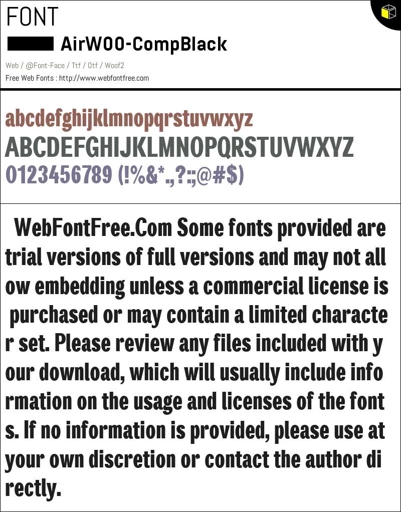 Air W00 Comp Black Fonts Downloads - WebFontFree.Com