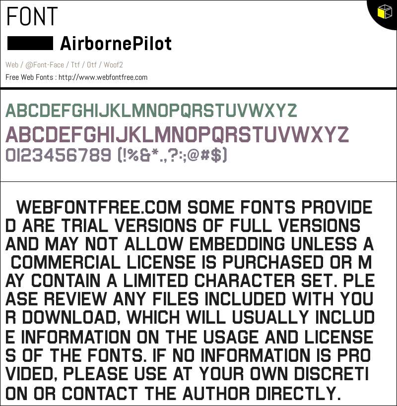 Airborne Pilot Fonts Downloads - WebFontFree.Com