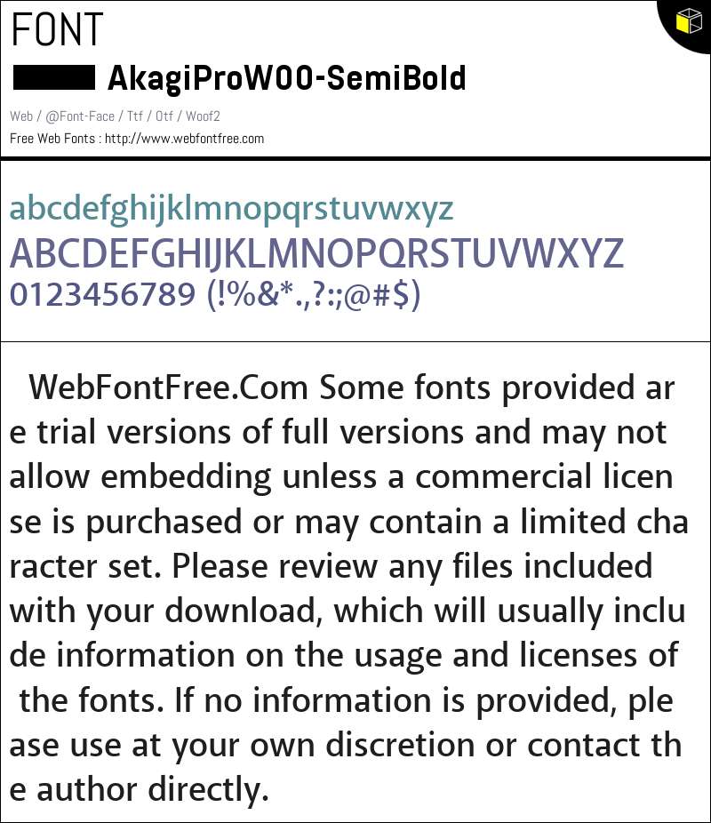 Akagi Pro W00 Semi Bold Fonts Downloads