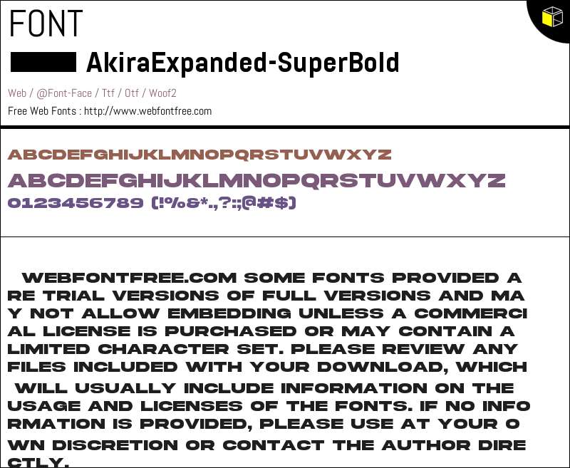 AkiraExpanded-SuperBold Fuentes Descargar - WebFontFree.Com