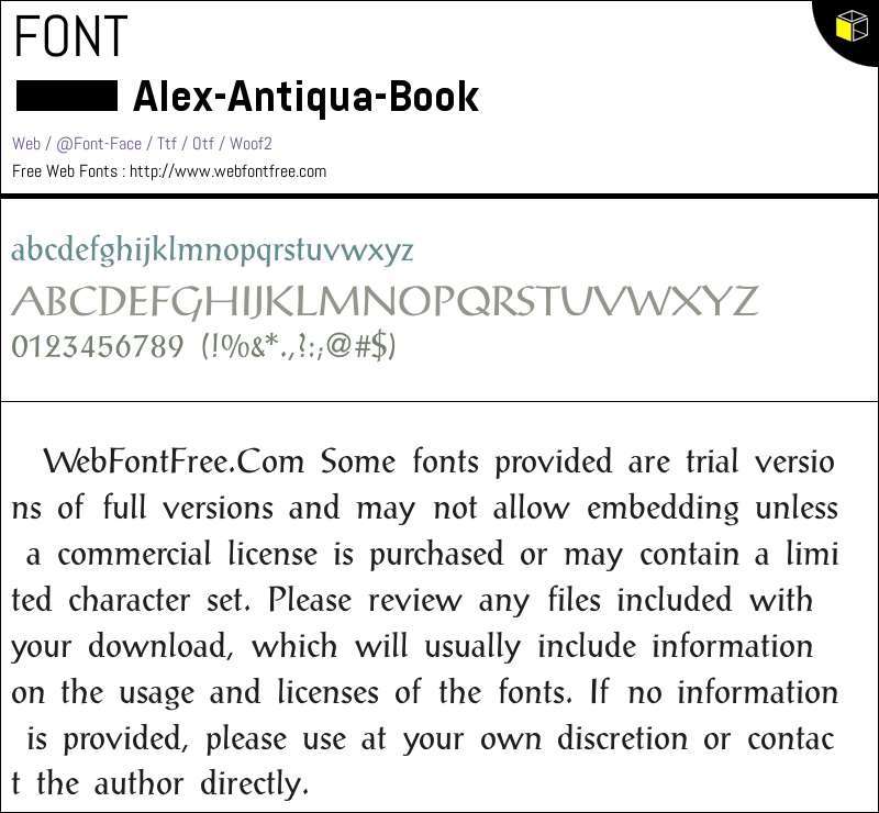 Alex-Antiqua-Book Fonts Downloads - WebFontFree.Com