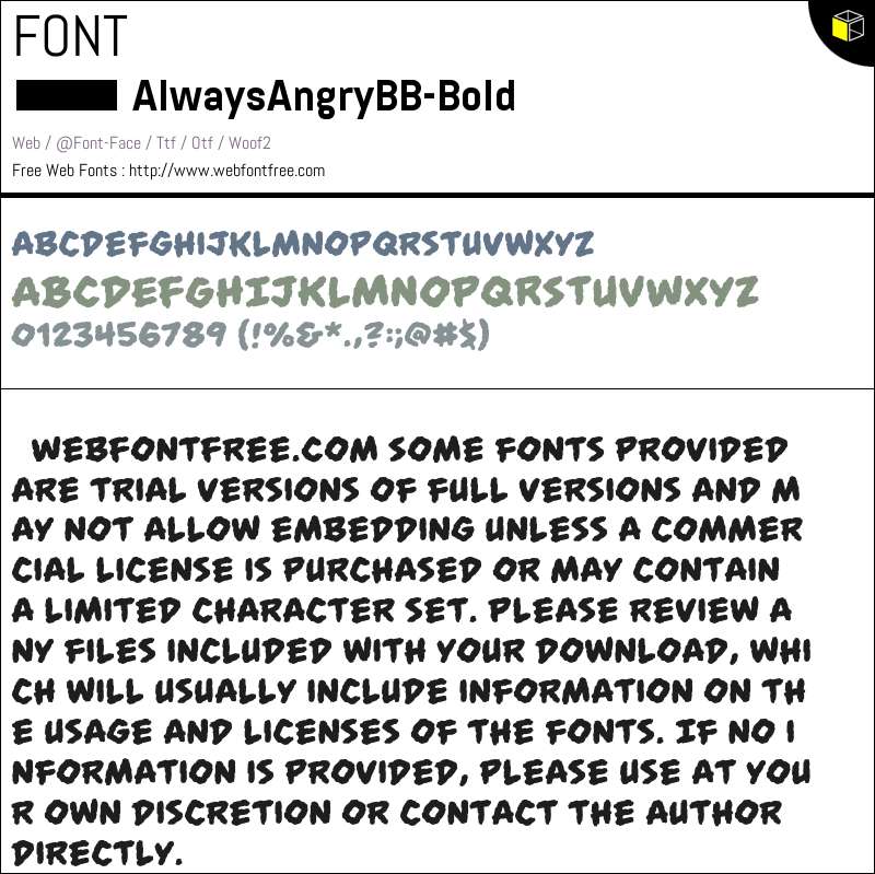 Always Angry BB Bold Fonts Downloads - WebFontFree.Com
