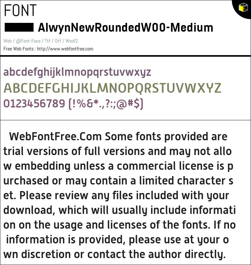 Alwyn New Rounded W00 Medium Fonts Downloads - WebFontFree.Com