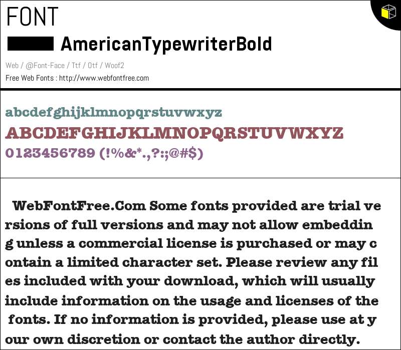 American Typewriter Bold Fonts Downloads