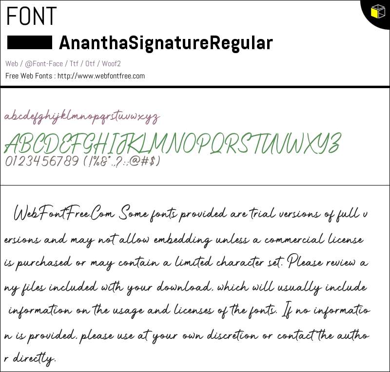 Anantha Signature Fonts Downloads - WebFontFree.Com