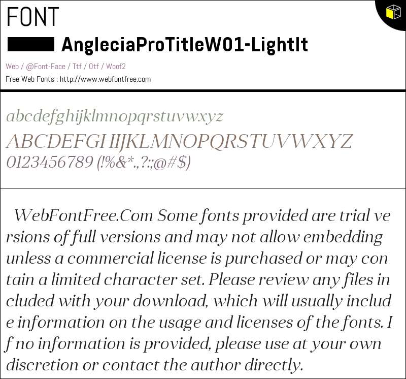 Anglecia Pro Title W01 Lt It Fonts Downloads