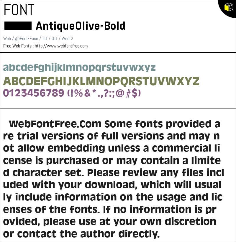 Antique Olive Bold Fonts Downloads - WebFontFree.Com