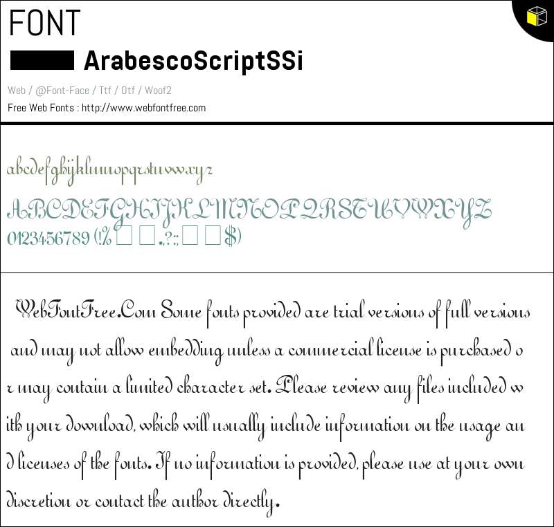 Arabesco Script SSi Fonts Downloads - WebFontFree.Com