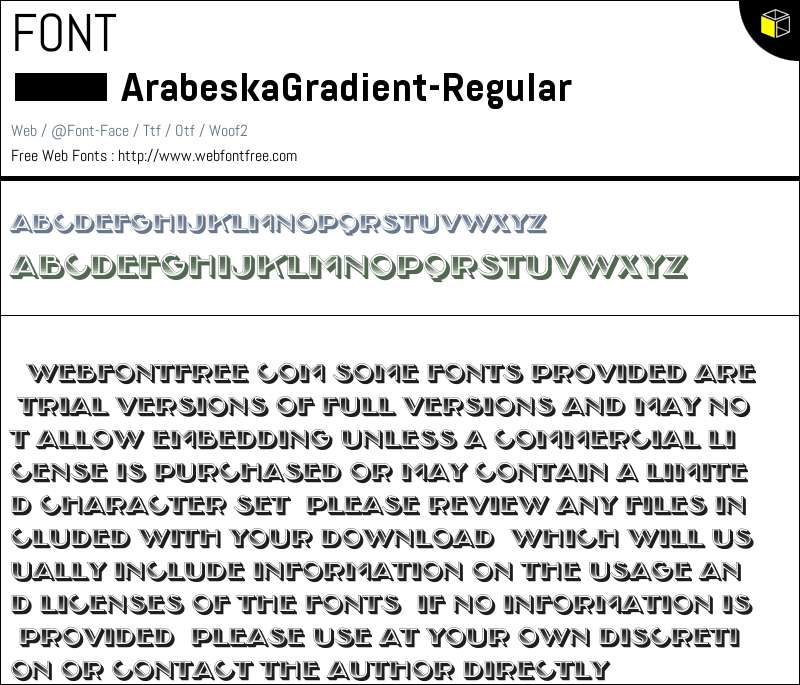 Arabeska Gradient Regular Fonts Downloads - WebFontFree.Com