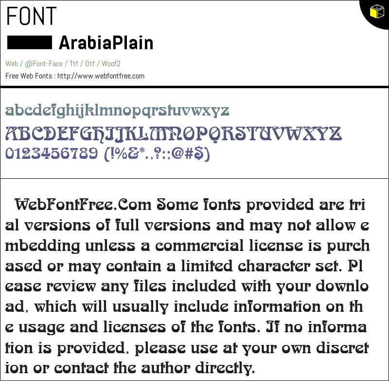 Arabia Fonts Downloads - WebFontFree.Com