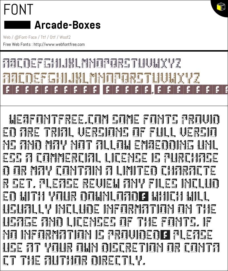 Arcade Boxes Regular Fuentes Descargar - WebFontFree.Com