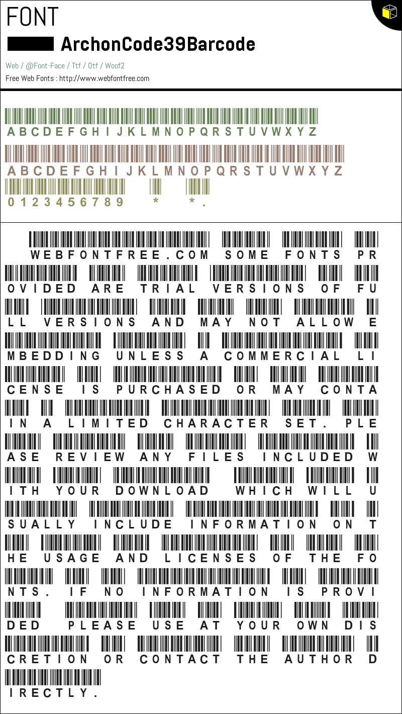 Archon code 39 barcode fonts downloads webfontfree com