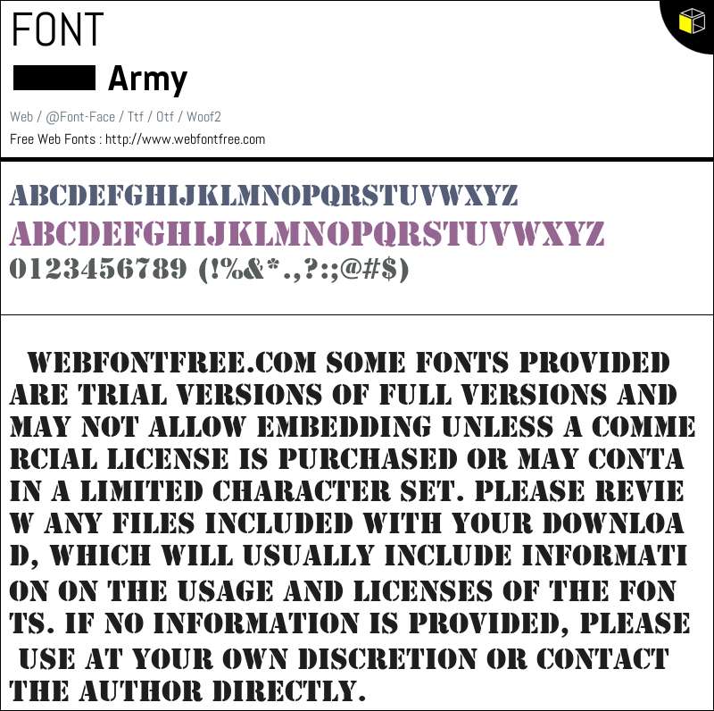 Army Fonts Downloads - WebFontFree.Com