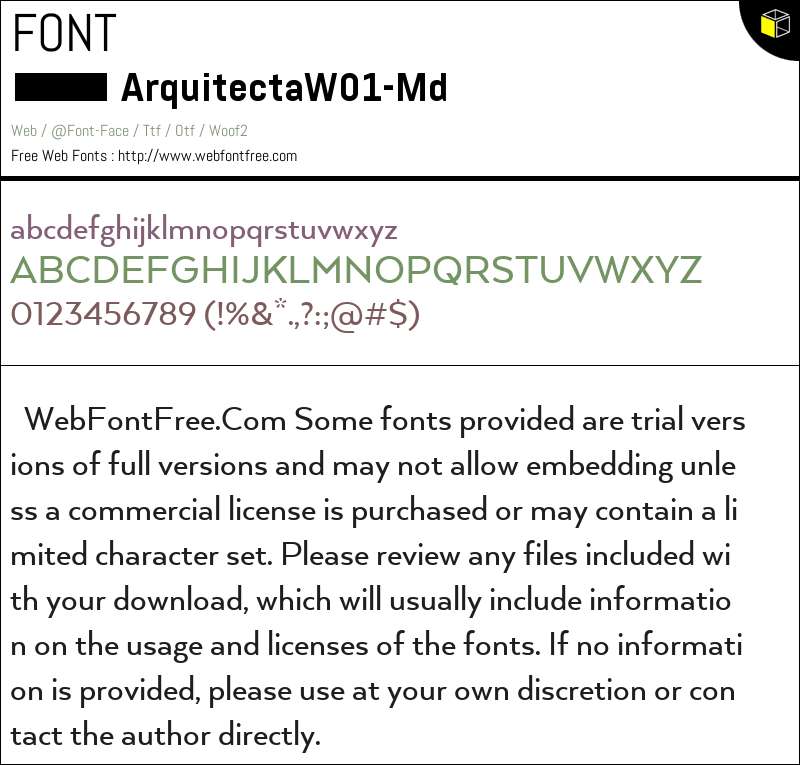 Arquitecta W01 Md Fonts Downloads - WebFontFree.Com