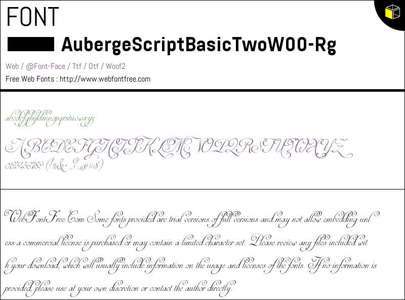 Auberge Script Auberge Script Basic Two W00 Fonts Downloads - WebFontFree.Com