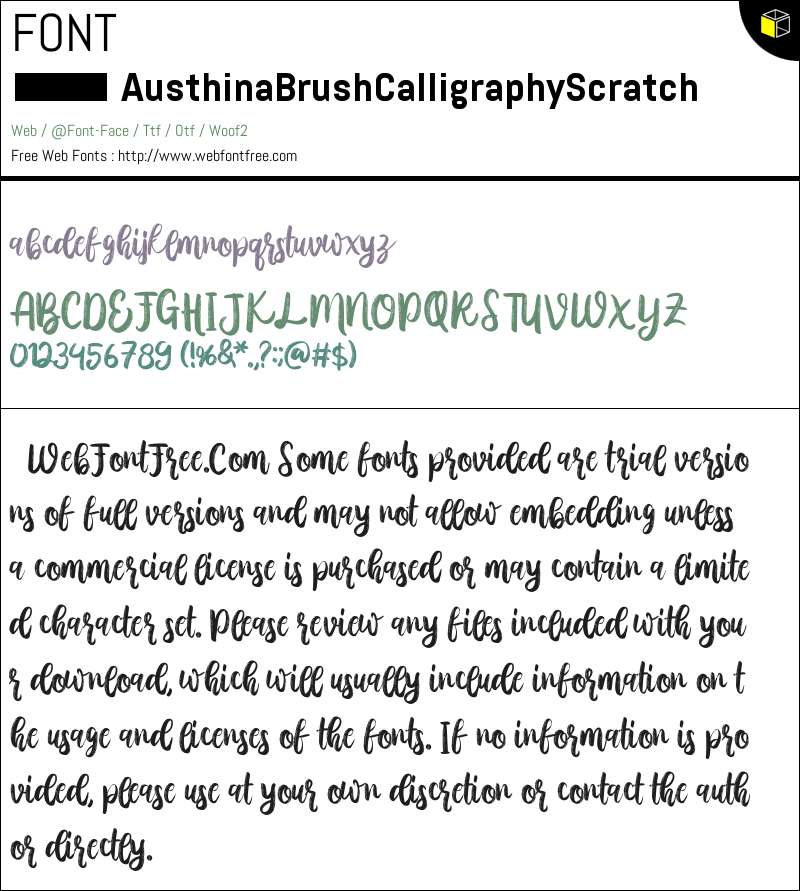 Scratch Caligraphy Austhina Brush Calligraphy Scratch Regular Fonts Downloads ...