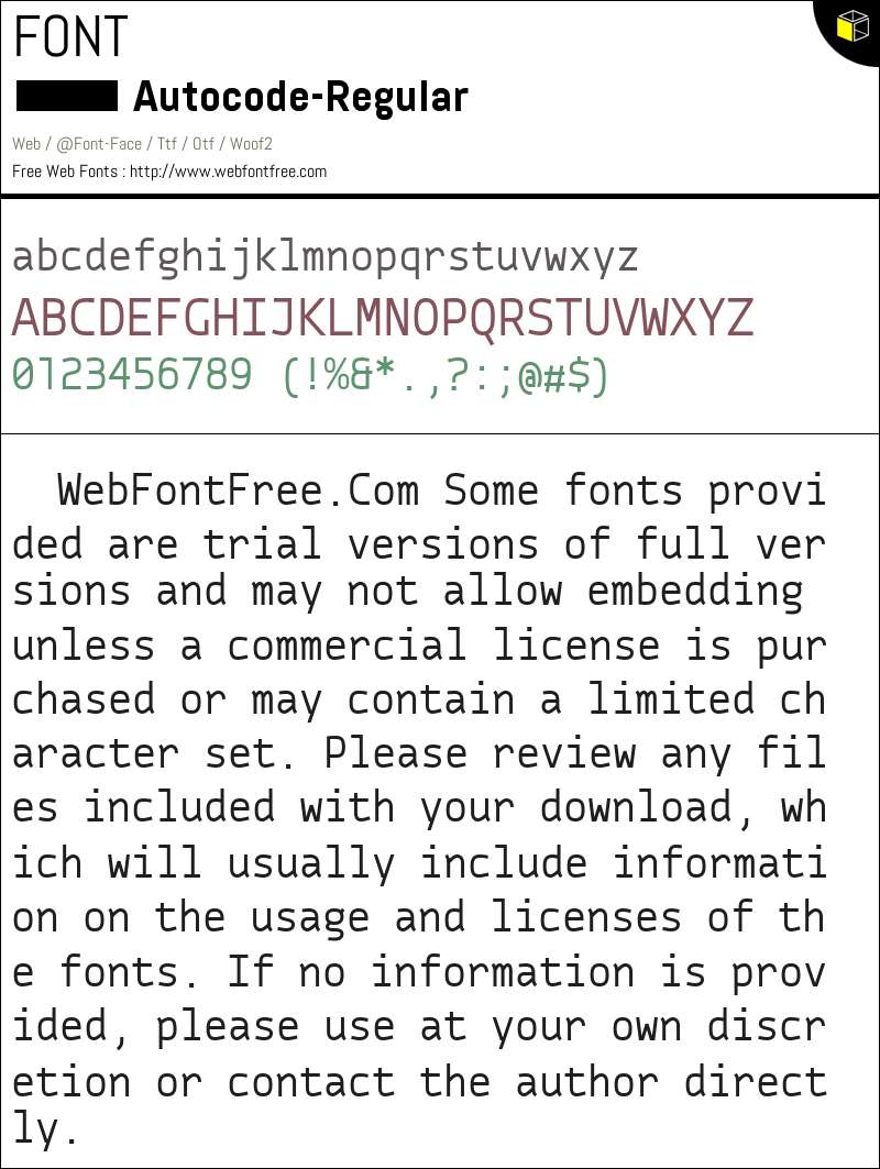 Autocode-Regular Fonts Downloads - WebFontFree.Com