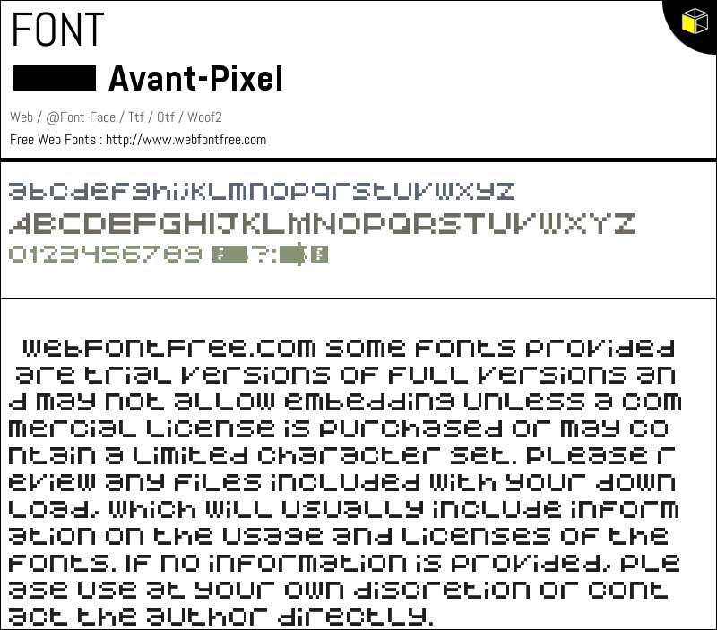 Avant Pixel Regular Fonts Downloads - WebFontFree.Com