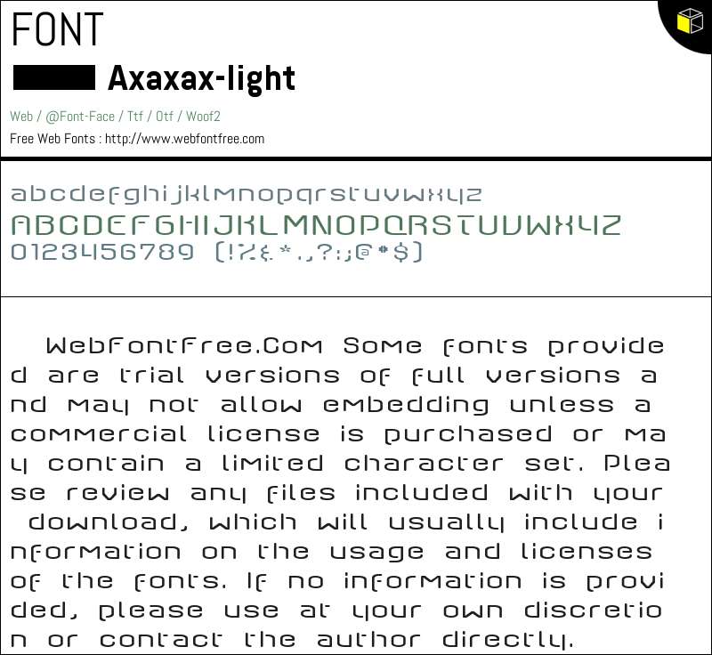 Axaxax light Fonts Downloads - WebFontFree.Com