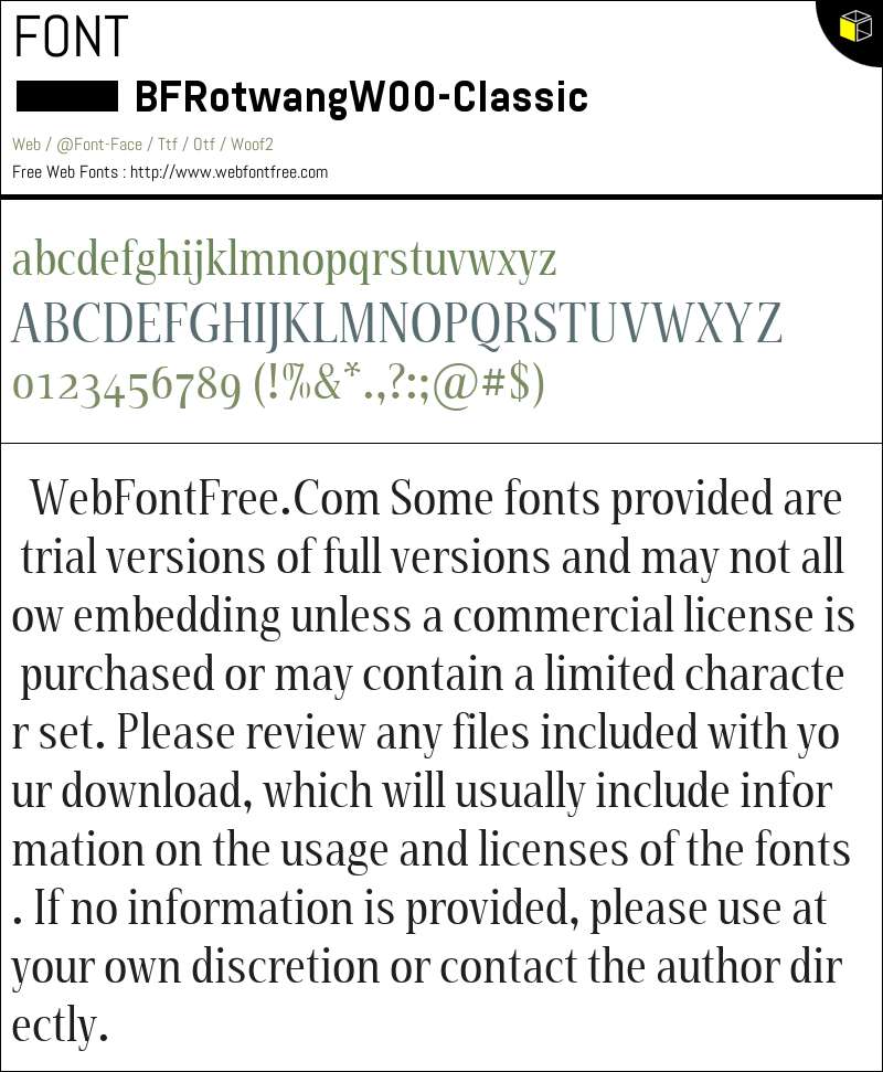 BF Rotwang W00 Classic Fonts Downloads - WebFontFree.Com