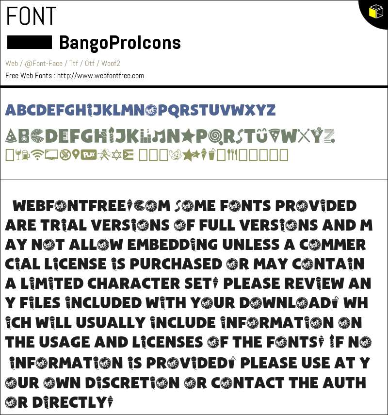Bango Pro Icons Regular Fonts Downloads - WebFontFree.Com