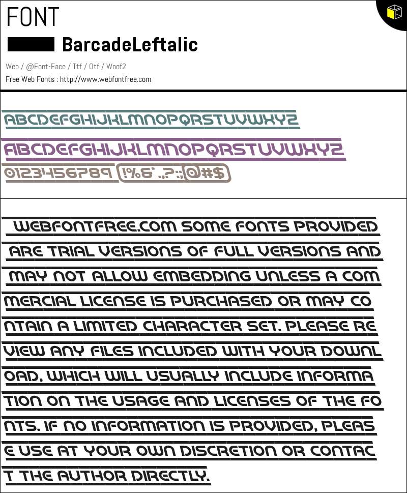 Barcade Leftalic Fonts Downloads - WebFontFree.Com