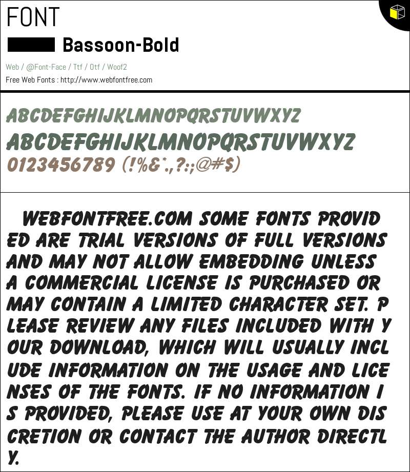 Bassoon Bold Fonts Downloads