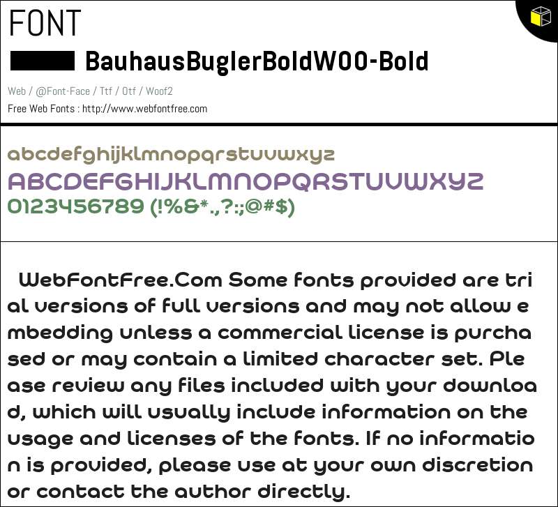 Bauhaus Bugler Bold W00 Bold Fonts Downloads - WebFontFree.Com