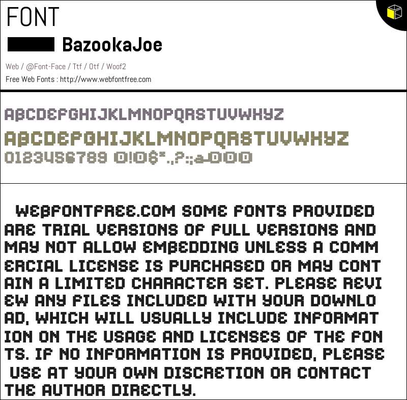 BazookaJoe Fonts Downloads - WebFontFree.Com