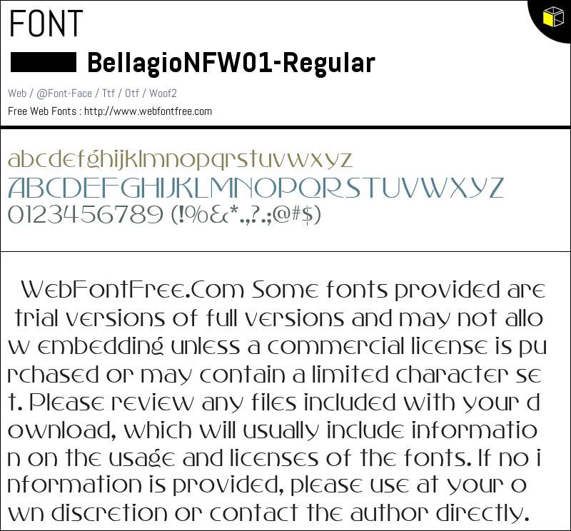 Bellagio NF W01 Regular Fonts Downloads - WebFontFree.Com