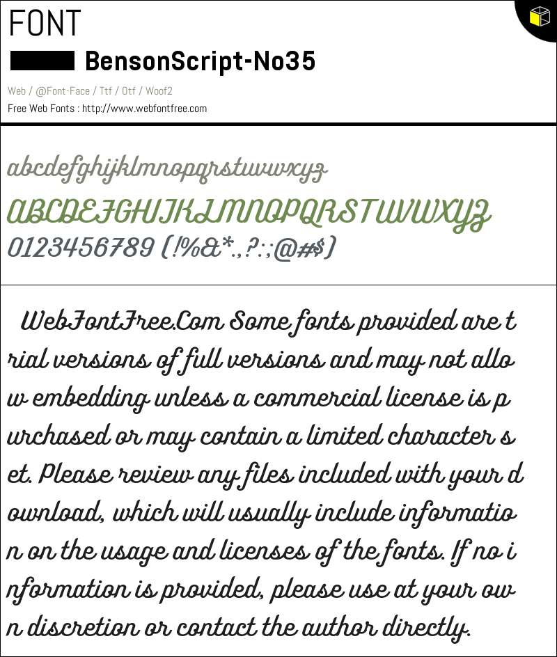 Benson Script No 35 Fonts Downloads - WebFontFree.Com