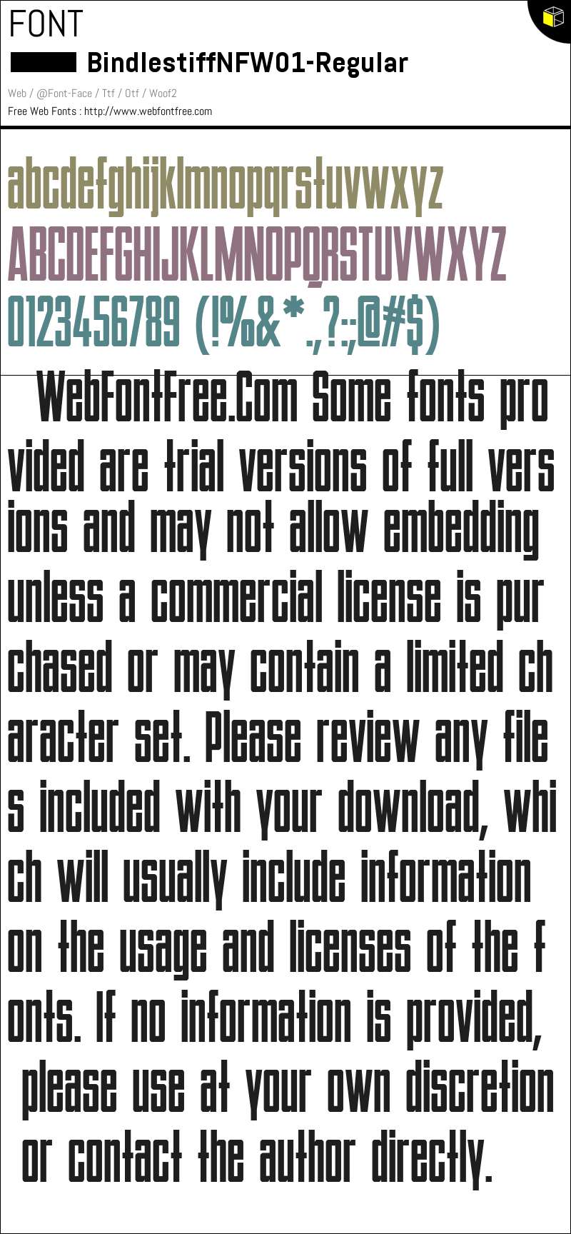 Bindlestiff NF W01 Regular Fonts Downloads - WebFontFree.Com