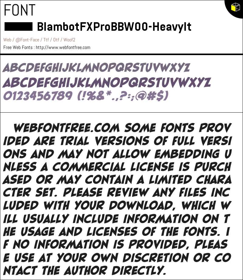 Blambot FXPro BB W00 Heavy It Fonts Downloads - WebFontFree.Com