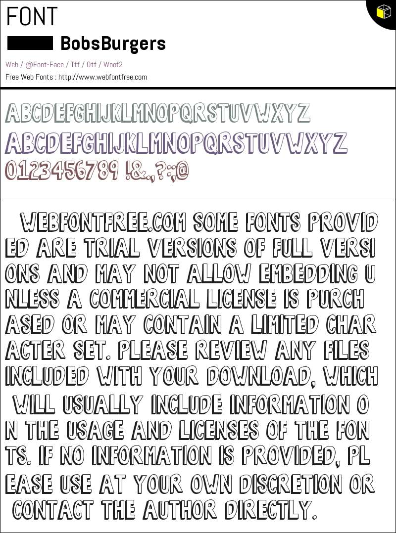 Bob's Burgers Fonts Downloads - WebFontFree.Com